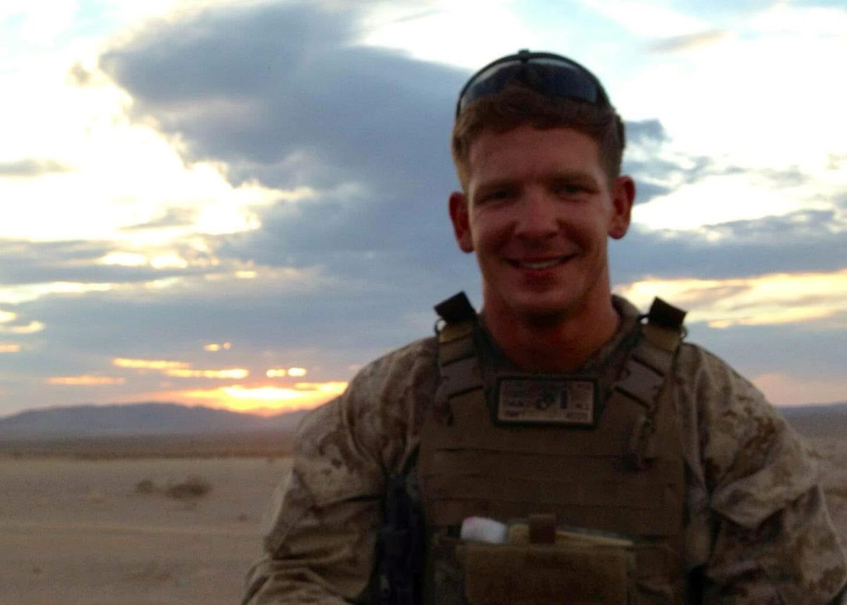William Chauncey as a Marine Corps officer, at sunset in the desert
